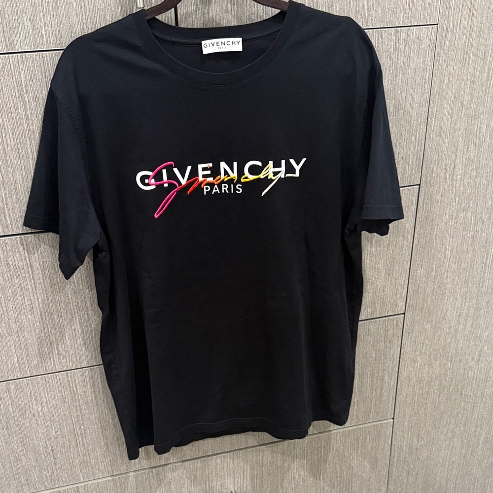 Authentic Givenchy Black Tee with Multicolor Logo - image 1